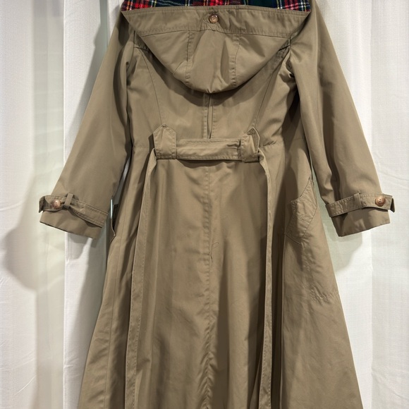 Vintage Khaki Trench Coat with Removable Plaid Liner Tan Belted Overcoat Size 8 - Picture 12 of 16